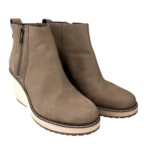 TOMS Womens Raven Water Resistant Wedge Booties Taupe 7 - Picture 11 of 14